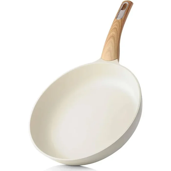 0.88qt Ceramic Nonstick Saute Pan Induction Compatible Small Skillet for Healthy Cooking White Easy Clean Aluminum