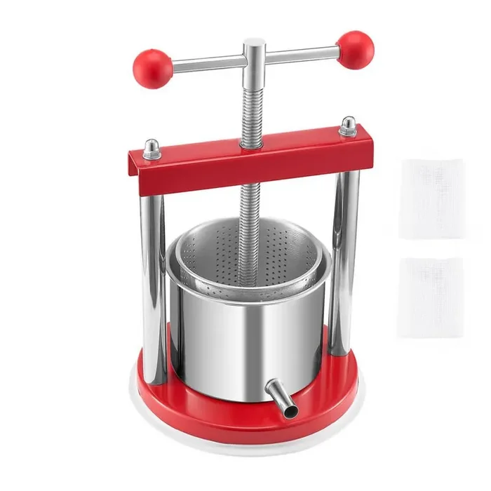 1. 65L Fruit Wine Press, 2-Stainless Steel Barrels, Manual Cider and Juice Maker, T-Handle for Apple, Grape, Honey