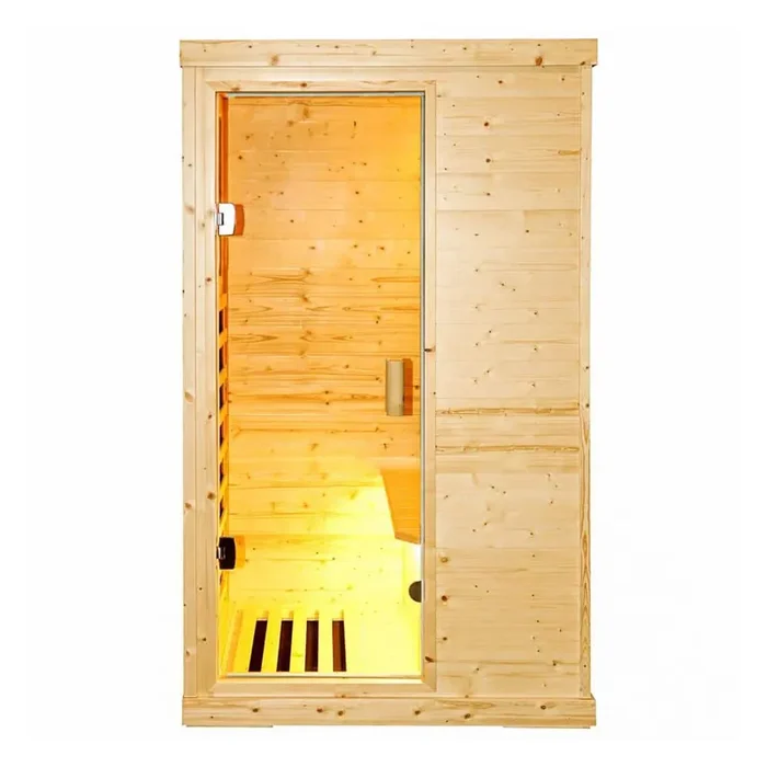 1-Person Spruce Infrared Sauna with Bluetooth, Foot Heat, 5 Heaters and Safety Shutoff-Compact Dry Home SPA