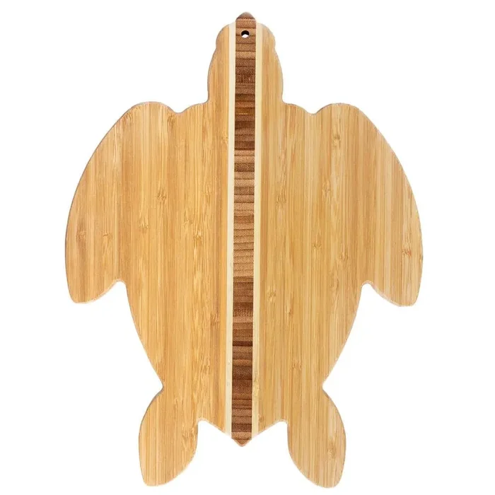 1-Piece Natural Wood Bamboo Cutting Board and Charcuterie, Turtle Shaped Cutting Board Great for Wall Display