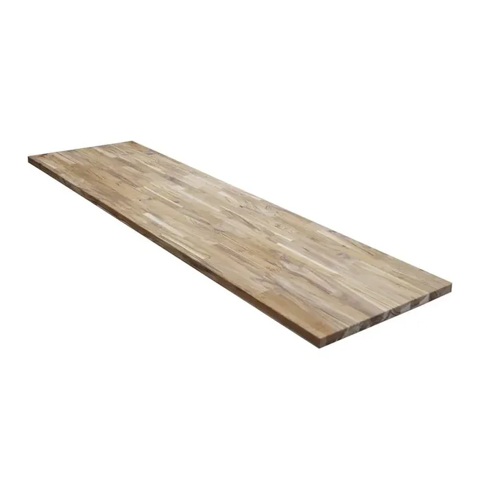 10 ft. L x 25 in. D Unfinished Teak Solid Wood Butcher Block Countertop with Square Edge