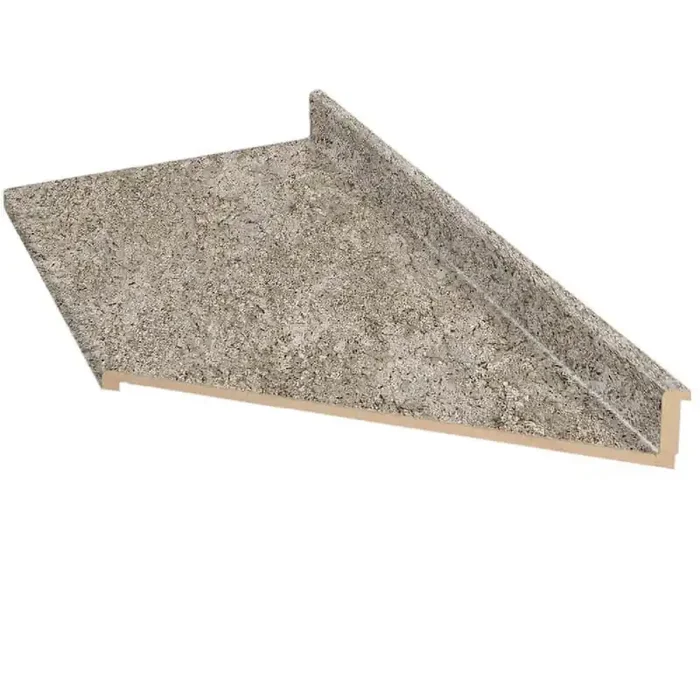 10 ft. Right Miter Laminate Countertop in Textured Tuscan Romano with Eased Edge and Integrated Backsplash