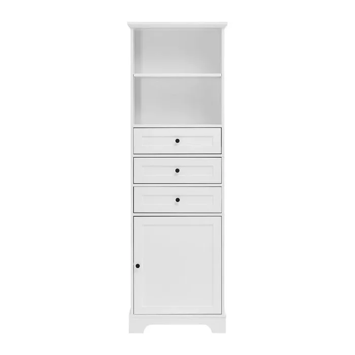 10 in. W x 15 in. D x 68.03 in. H Storage with Open Shelves in White