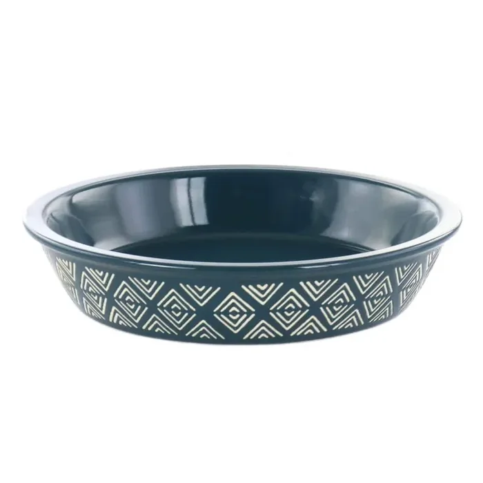 10 Inch Wax Relief Stoneware Tierra Pie Dish in Blue