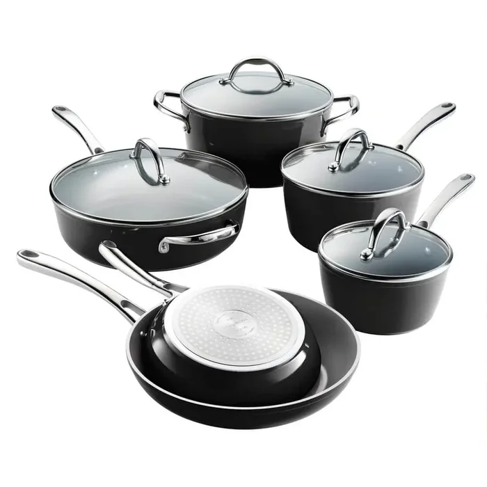10 Piece Cold Forged Ceramic Cookware Set – Black