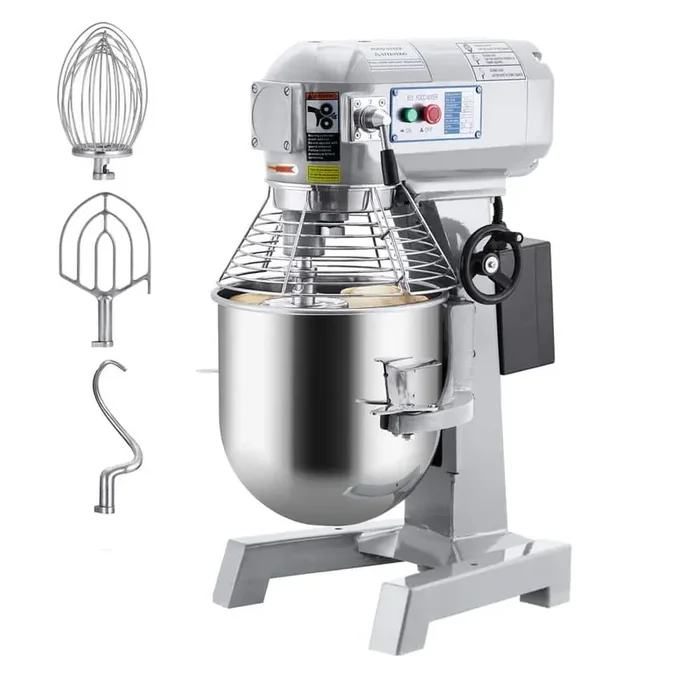 10 Qt. 3-Speed Commercial Food Mixer in Silver with Stainless Steel Mixing Bowl, Dough Hook, Dough Hook