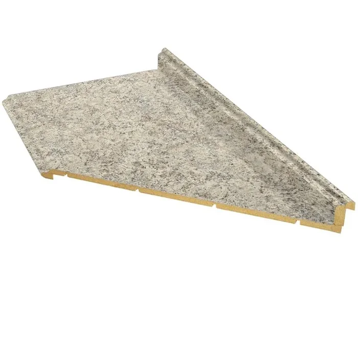 10ft. RH Miter Laminate Countertop in Textured Typhon Ice with Full Wrap Ogee Edge