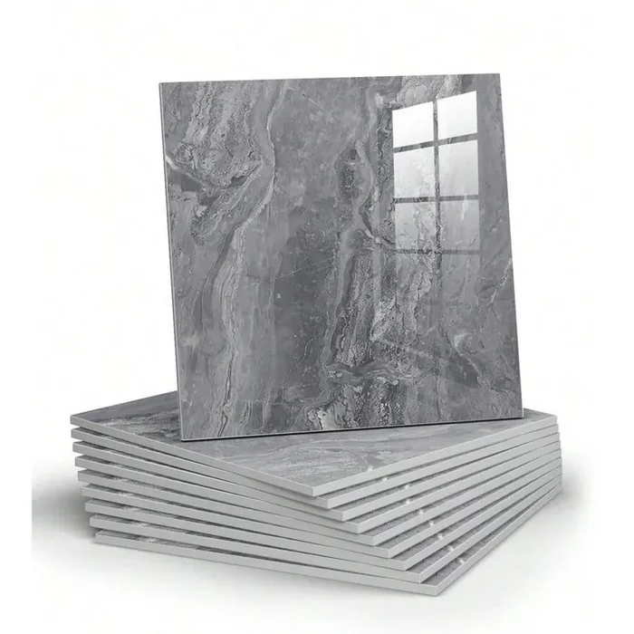 11.8 in. W x 11.8 in. H 10-Piece Marble Peel and Stick Backsplash Tile, Glue Up Back Shower Wall Panels in Gray