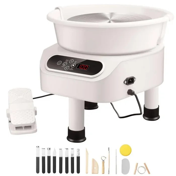 11 in. Pottery Wheel, 450W Electric Ceramic Forming Machine with Foot Pedal and LCD Touch Screen Direct Drive with 3 Leg