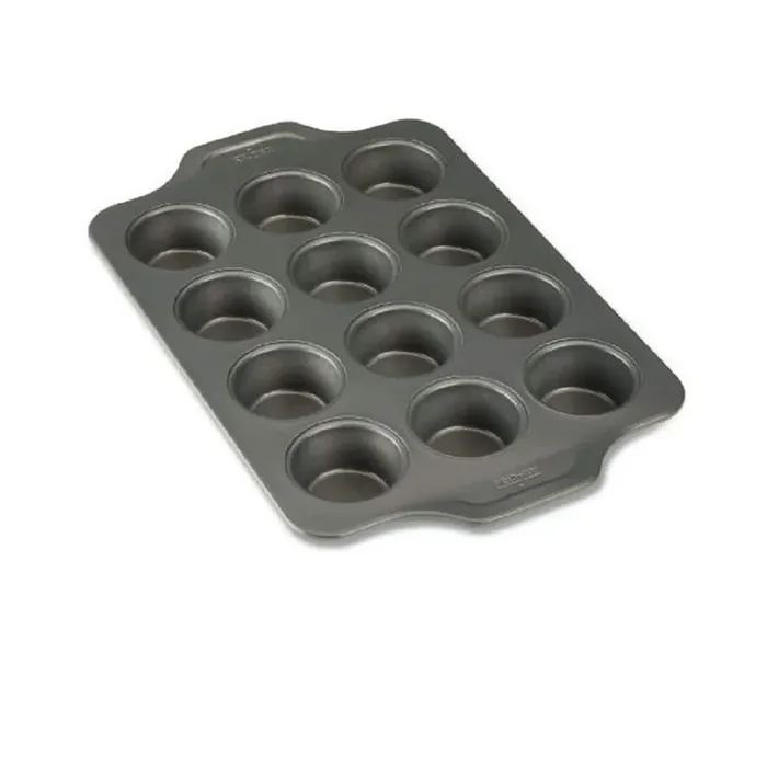 12 Cup Nonstick heavy Gauge Steel Cupcake and Muffin Pan in Gray Dishwasher Safe Scratches and Staining Resistant