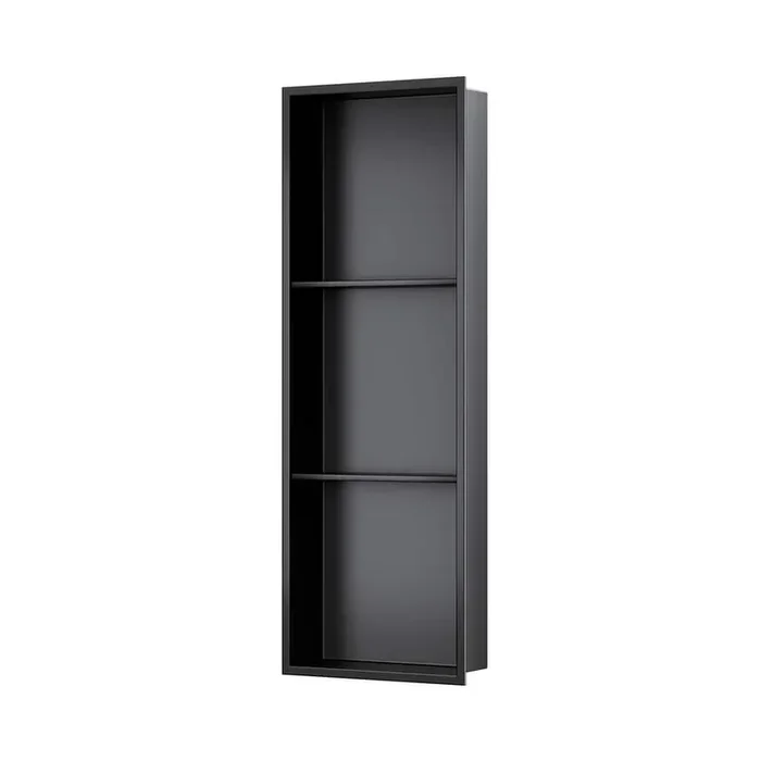 12 in. H x 36 in. W x 4 in. D Stainless Steel Triple Shelf Bathroom Shower Niche in Matte Black
