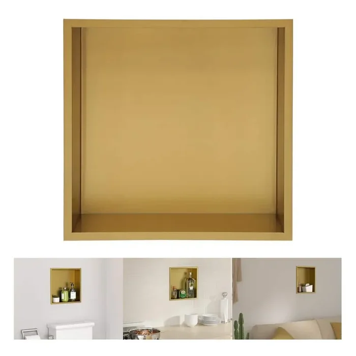 12 in. W x 12 in. H x 3.94 in. D 18-Gauge Stainless Steel Bathroom Shower Niche in Matte Gold