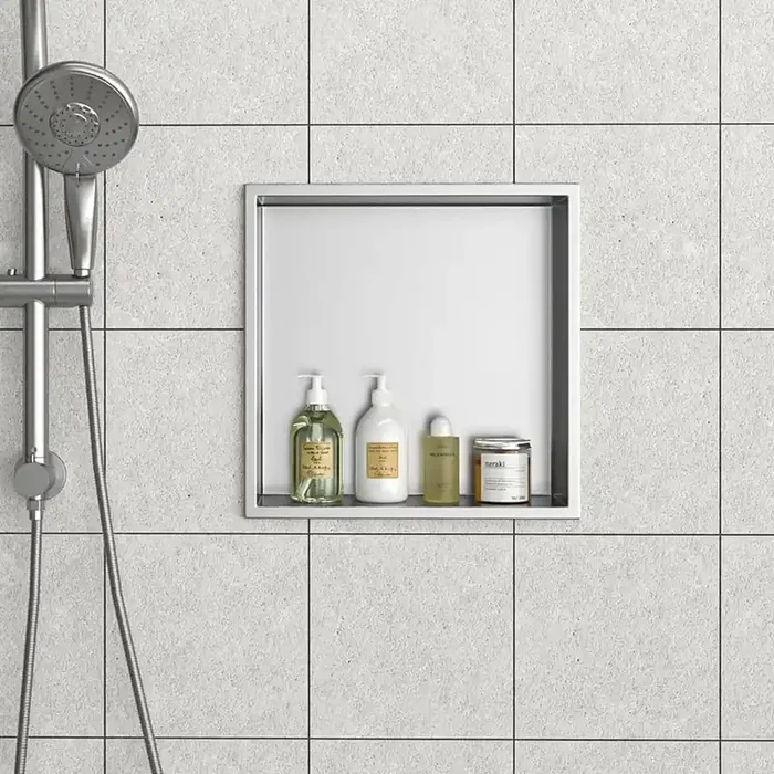 12 in. W x 12 in. H x 4 in. D Shower Niche Set of 1-Pieces in Brushed Nickel