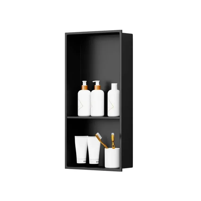 12 in. W x 18 in. H x 4 in. D Stainless Steel Shower Niche in Matte Black
