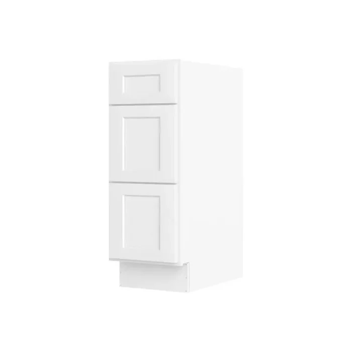 12 in. W x 21 in. D x 34.5 in. H Ready to Assemble Plywood Base Kitchen Cabinet in Painted White with 3 Drawer