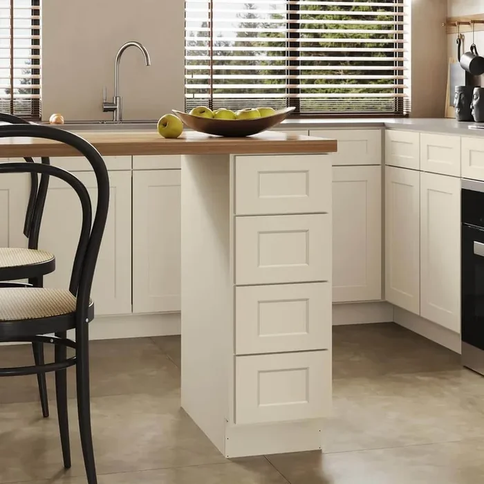 12 in. W x 24 in. D x 34.5 in. H in Antique White Plywood Ready to Assemble Kitchen Base Cabinet with 4 Drawers
