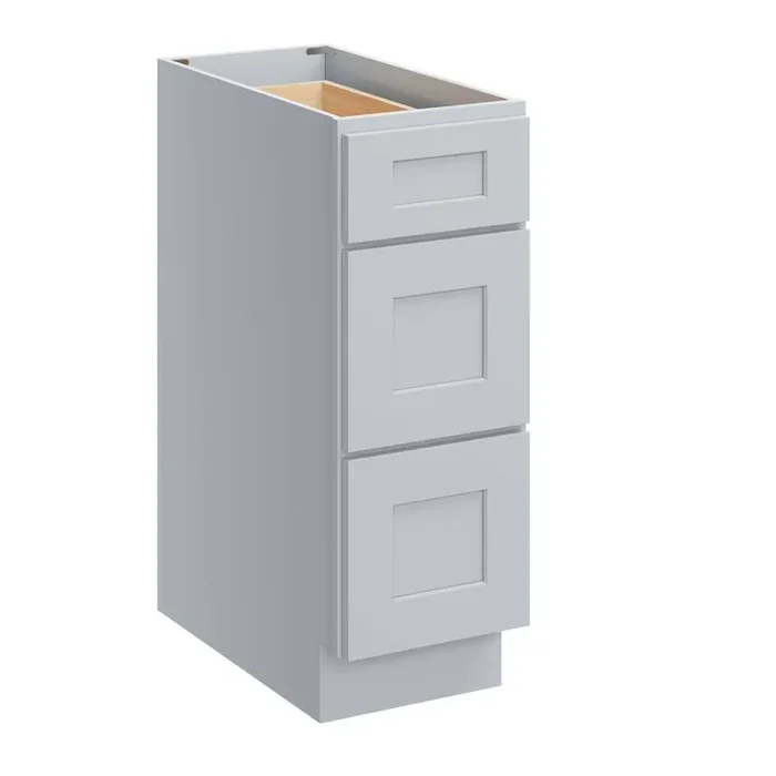 12 in. W x 24 in. D x 34.5 in. H Plywood Ready to Assemble Floor Base Kitchen Cabinet in Dove Grey with 3 Drawers