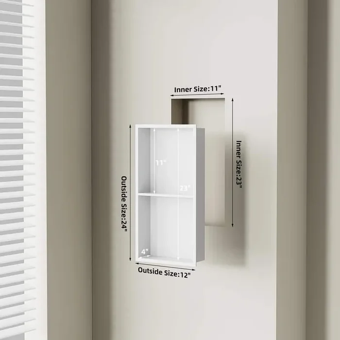 12 in. W x 24 in. H x 4 in. D Shower Niche, Suitable for Installation in Bathroom, Bedroom, Living Room, Study Room