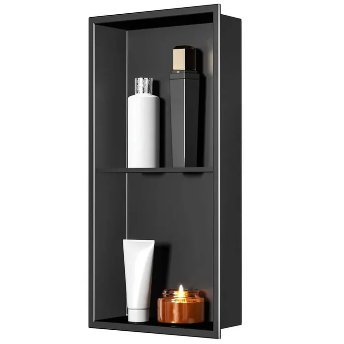 12 in. W x 24 in. H x 4 in. D Stainless Steel Shower Niche in Matte Black
