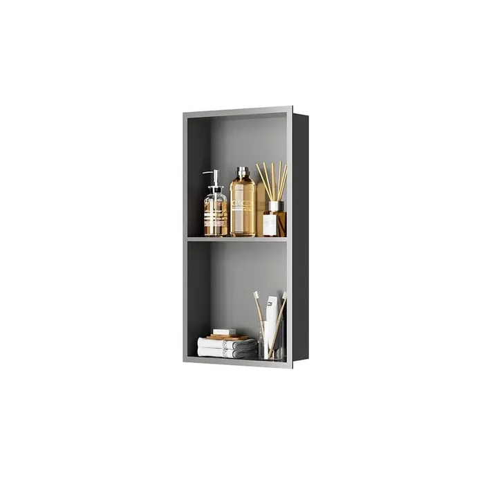 12 in. W x 24 in. H x 4 in. D Stainless Steel Shower Niche, Recessed Niche Shower for Bathroom Storage in Gun Gray