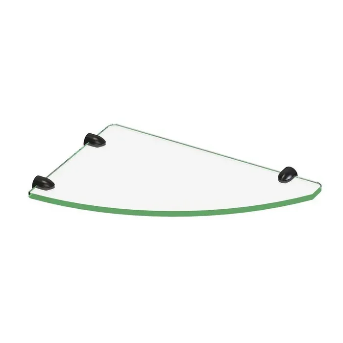 12 in. x 8 in. Corner Glass Shelf in Matte Black