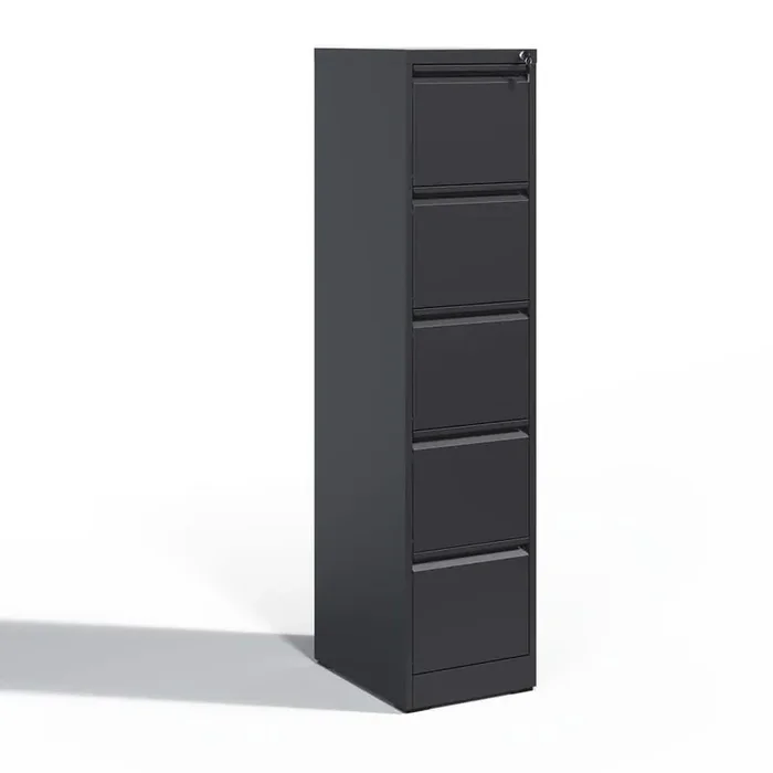 14.96 in. W x 17.72 in. D x 64.21 in. H in Black Assembled Flex Wall Cabinet with 5-Drawer