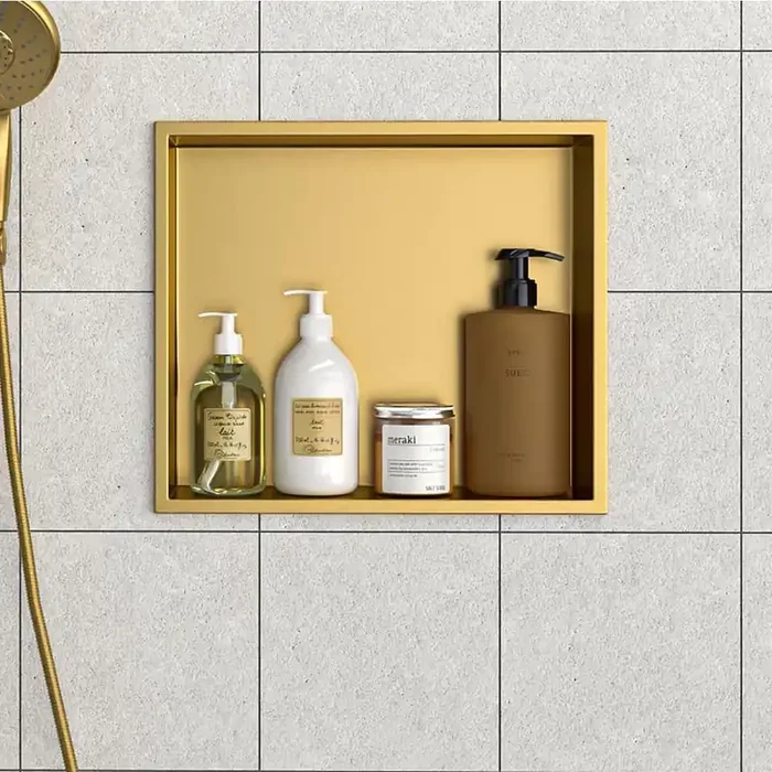 15 in. W x 13 in. H x 4 in. D Shower Niche Set of 1-Pieces in Gold