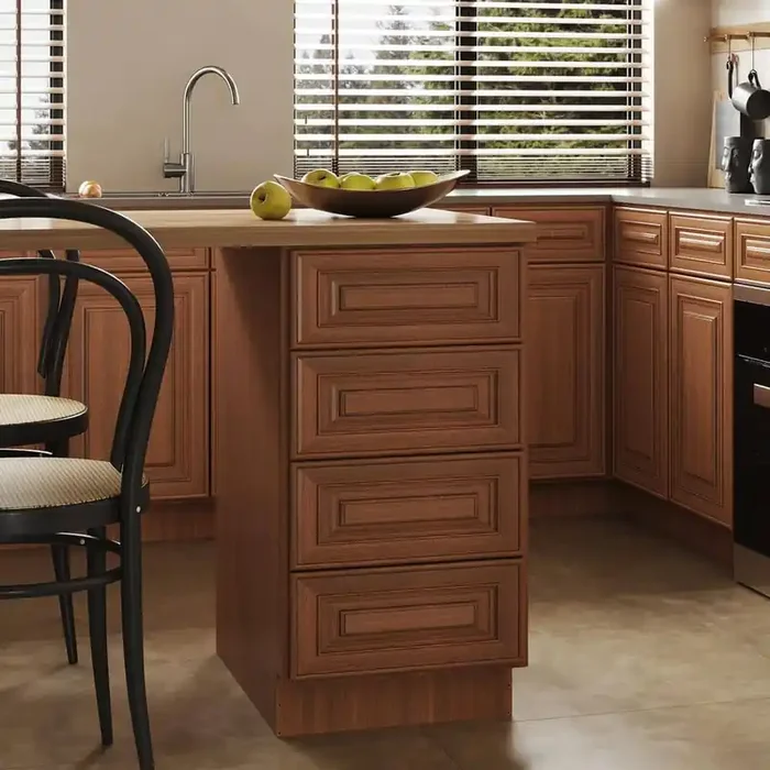 15 in. W x 24 in. D x 34.5 in. H in Cameo Scotch Plywood Ready to Assemble Kitchen Base Cabinet with 4 Drawers