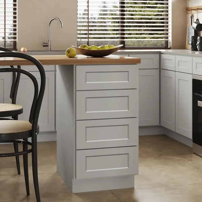 15 in. W x 24 in. D x 34.5 in. H in Shaker Dove Plywood Ready to Assemble Kitchen Base Cabinet with 4 Drawers