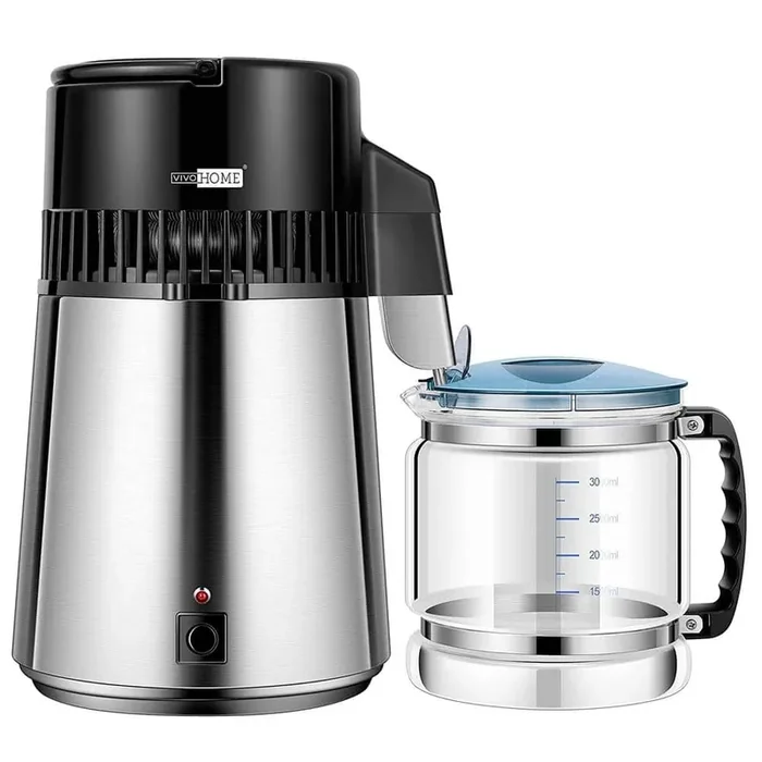 16-Cup Brushed 304 Stainless Steel Water Distiller Machine with a Switch Purifier Filter