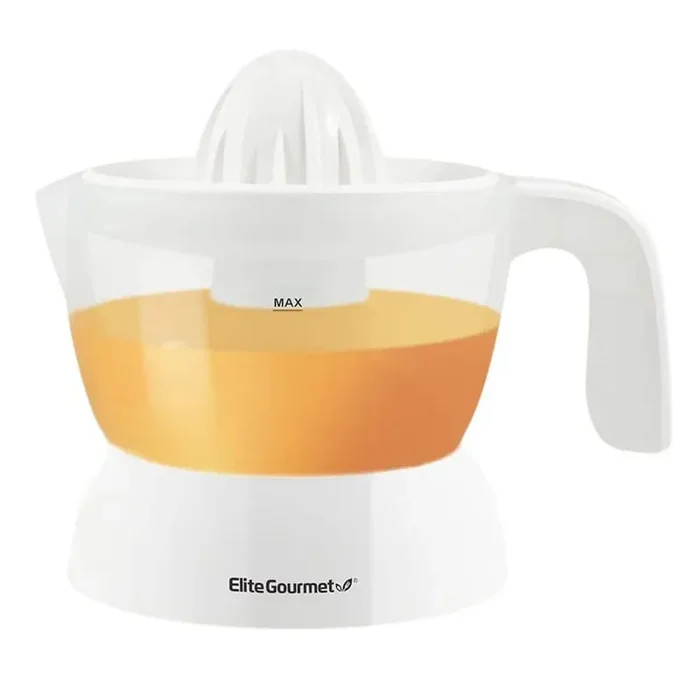 16 oz. BPA-Free Electric Citrus Juicer Extractor Compact Large Volume Pulp Control Oranges with Easy Pour Spout, White