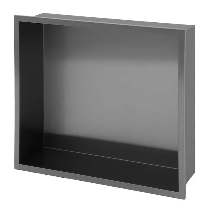 17 in. W x 15 in. H x 4 in. D Shower Niche Set of 1-Pieces in Gunmetal Black