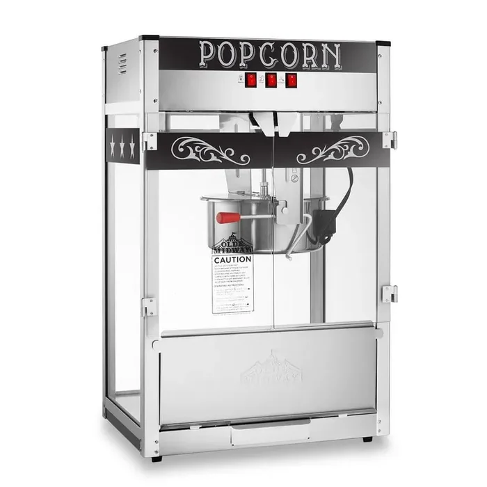 1700 W 16 oz. Black Vintage Style Popcorn Machine with Cart