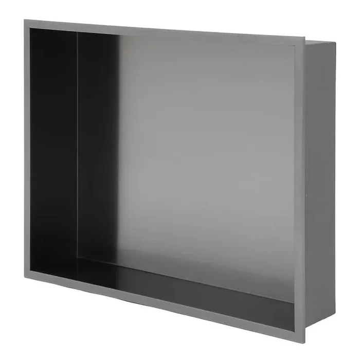19 in. W x 15 in. H x 4 in. D Shower Niche Set of 1-Pieces in Gunmetal Black