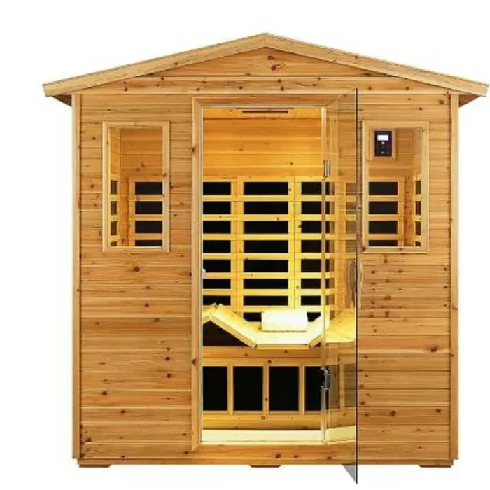 2-Person Outdoor Hemlock Infrared Sauna with Red Light