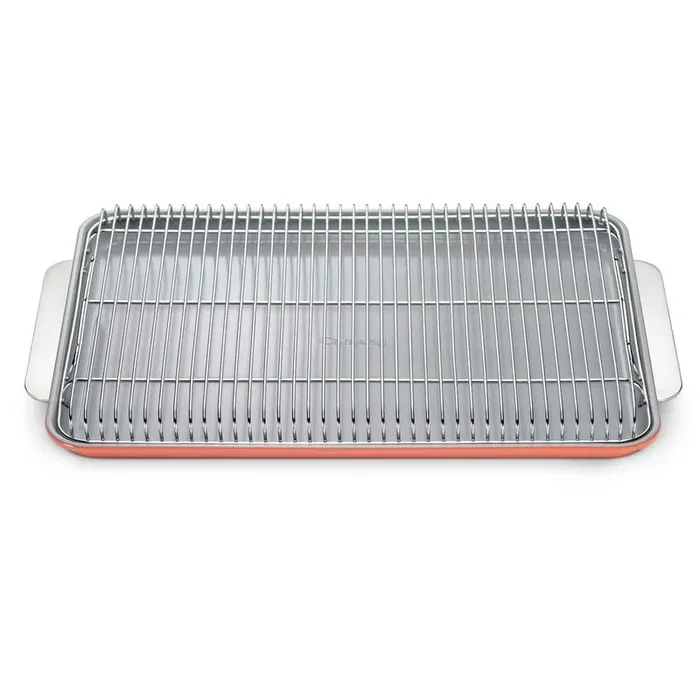 2-Piece Ceramic Baking Sheet and Cooling Rack Cookware Set in Perracotta