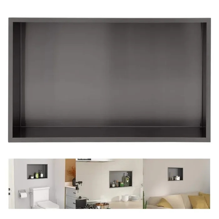 21 in. W x 13 in. H x 3.94 in. D 18 Gague Stainless Steel Shower Niche in Black