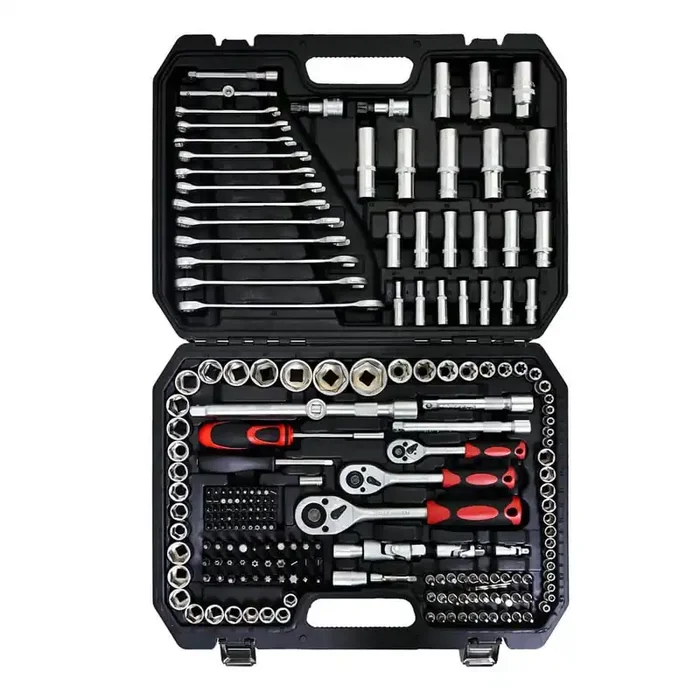 216-Piece Basic Portable Manual Repair Tool Set Includes Case and Ratchet Wes and Wrenches
