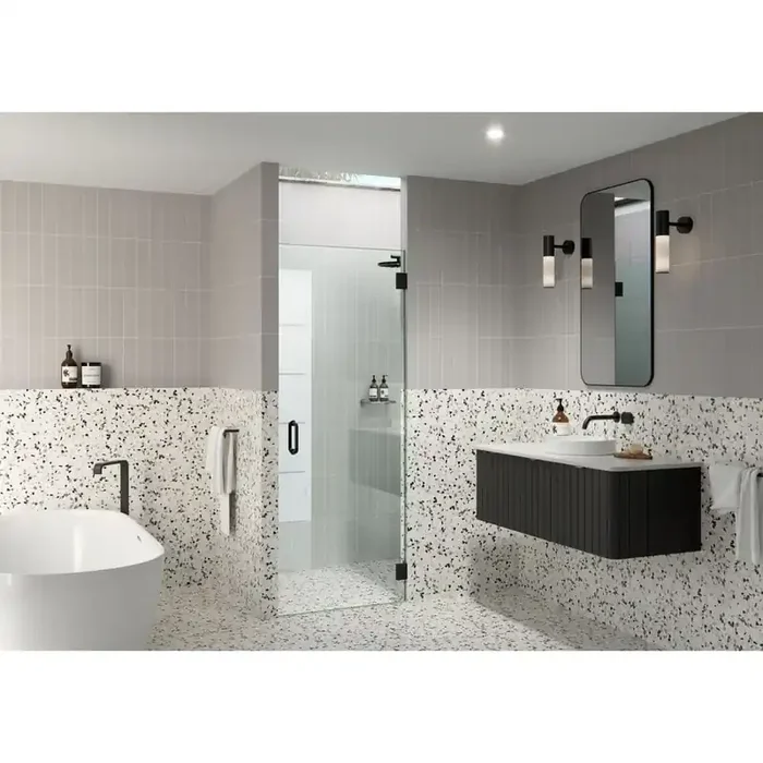 24.25 in. W x 78 in. H Pivot/Hinged Frameless Shower Door in Matte Black – Door Only – Width Adj 24.625 – 25.025