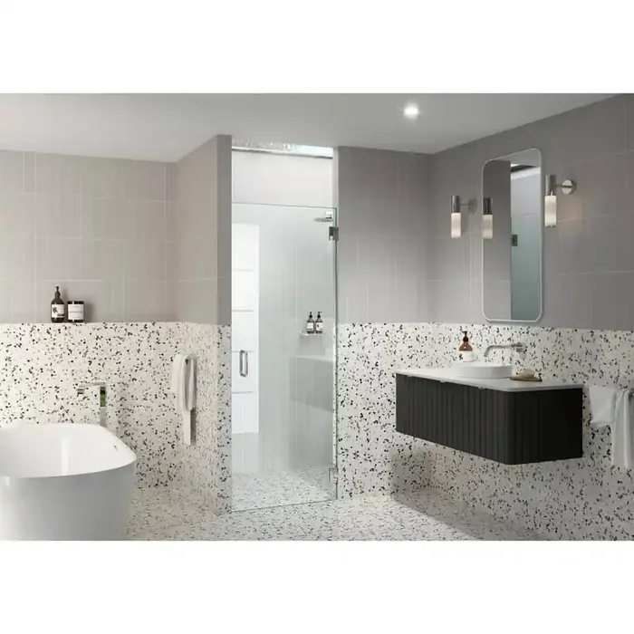 25.75 in. W x 78 in. H Pivot/Hinged Frameless Shower Door in Polished Nickel-Door Only-Width Adj 26.125-26.525