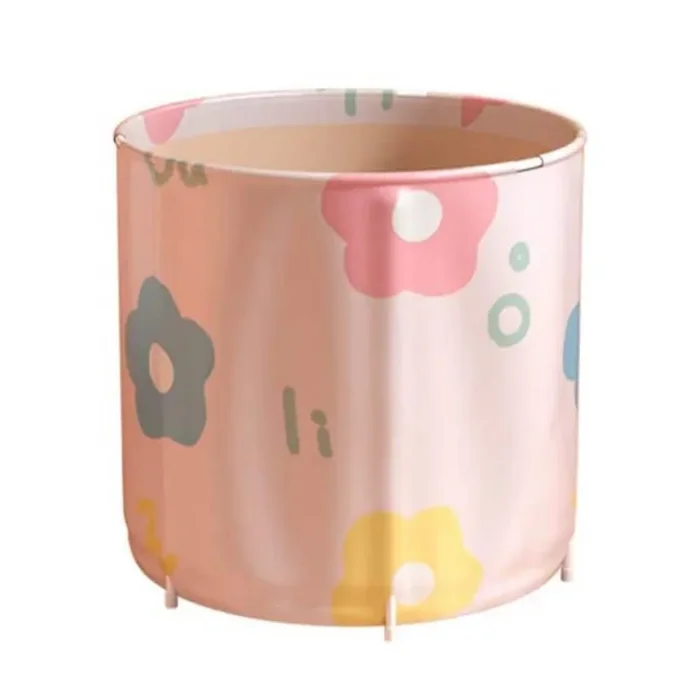 27.5 in. x 27.5 in. Portable Bathtub, Foldable PVC SPA Soaking Standing Bath Tub with Thickened Thermal Foam in Flower