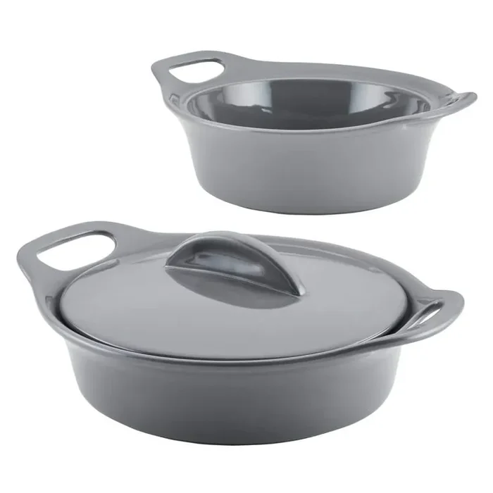 3-Piece Dark Gray Ceramic Bakeware Set