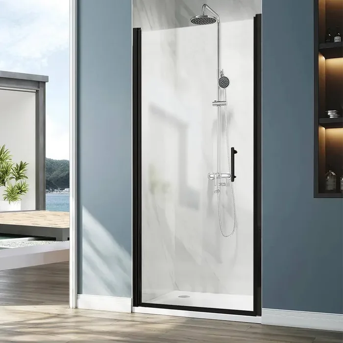 30 in. W x 72 in. H Frameless Glass Shower Doors Clear Glass in Matte Black