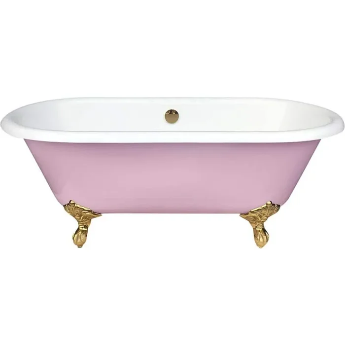 30 in. x 23 in. 67 Gal. Soaking Claw Foot Freestanding Bathtub with None Drain in Pink