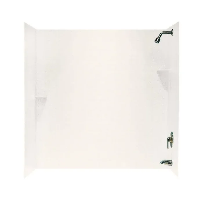 30 in. x 60 in. x 60 in. 3-Piece Easy Up Adhesive Corner Tub Wall in Tahiti Ivory