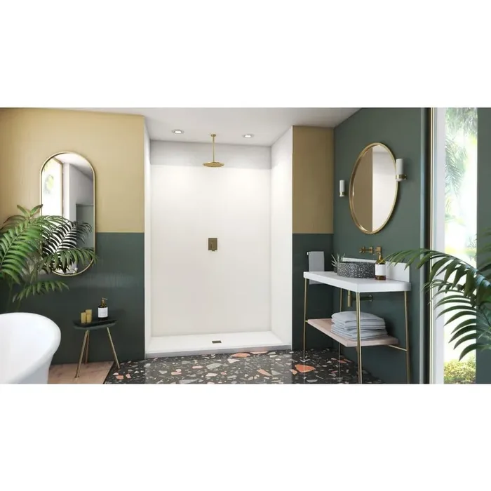 30 in. x 60 in. x 72 in. 3-Piece Easy Up Adhesive Alcove Tub Surround in White