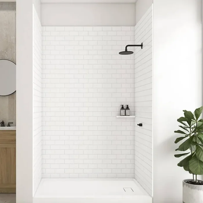 30 in. x 60 in. x 96 in. 3-Piece Easy Glue Up Alcove Shower Wall Surround in High Gloss White
