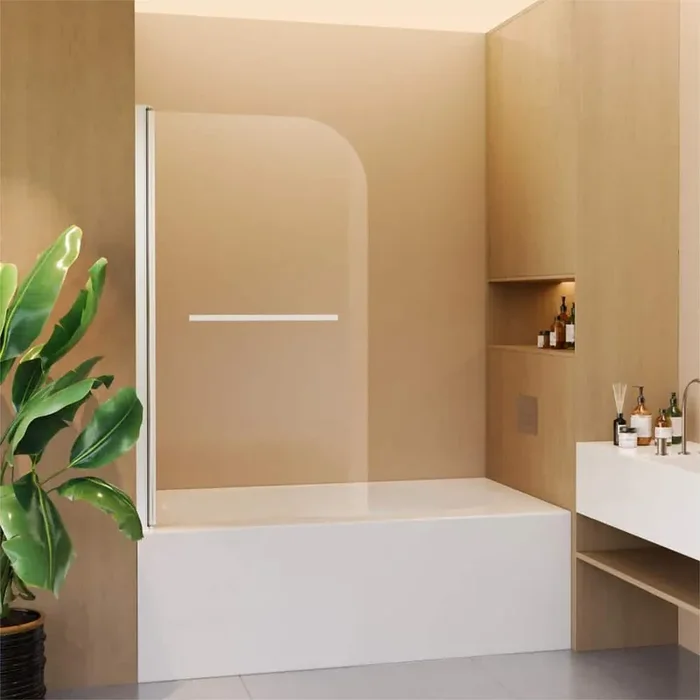 31 in. W x 55 in. H Frameless Pivot Bathtub Door in Chrome with 1/4 in. (6 mm) Thick SGCC Tempered Clear Glass
