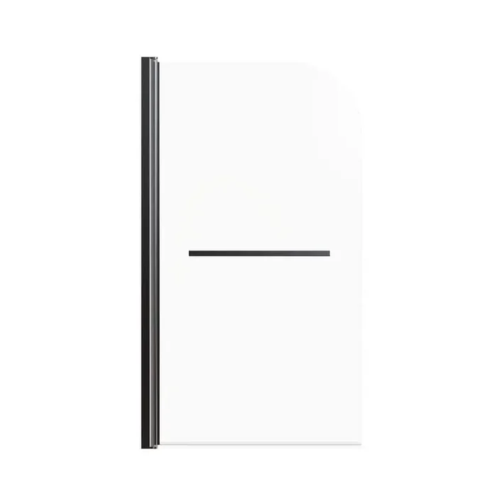 31 in. W x 55 in. H Pivot Frameless Tub Door in Black with Clear Glass, Stainless Steel Handle