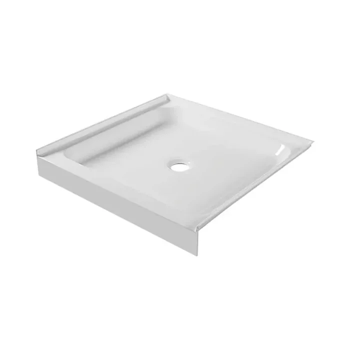 32 in. L x 32 in. W Alcove Threshold Shower Pan Base with center drain in white